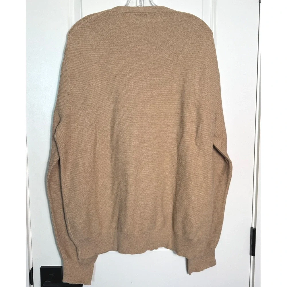 J Crew Mens Crewneck Sweater Camel Tan‎ Textured Knit Pullover XL
